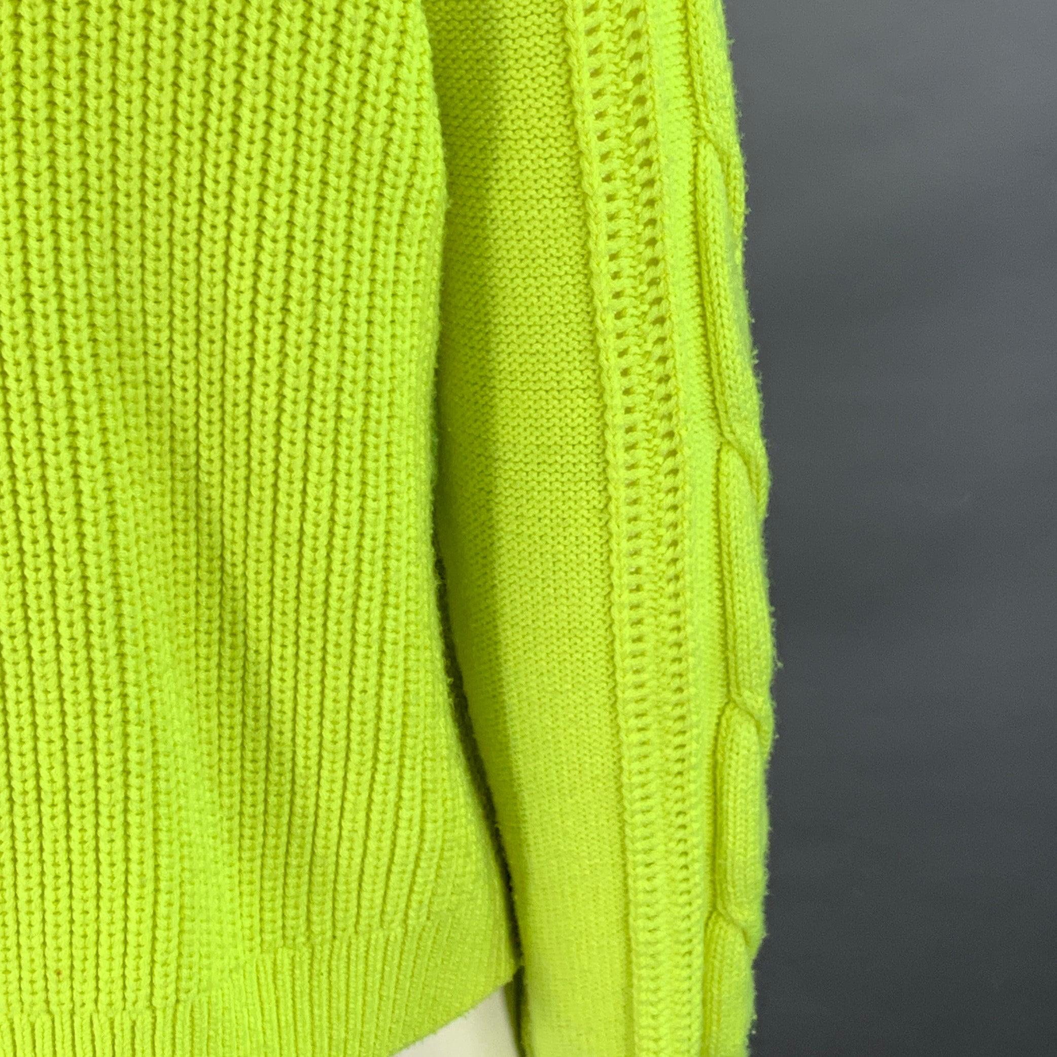 Donna ALICE + OLIVIA Taglia L Maglione a collo alto in misto lana giallo neon e maglia a cavo in vendita