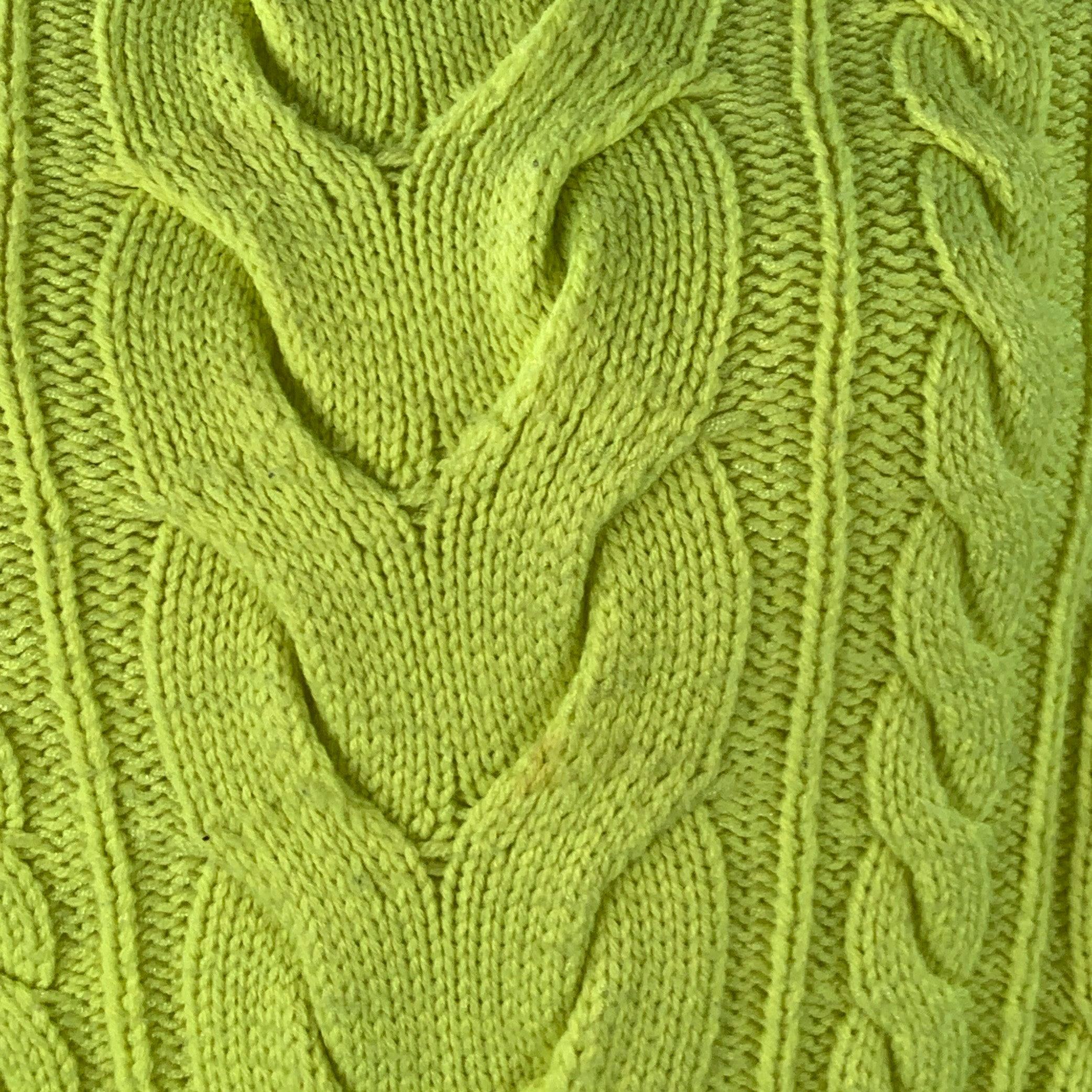 ALICE + OLIVIA Taglia L Maglione a collo alto in misto lana giallo neon e maglia a cavo in vendita 4