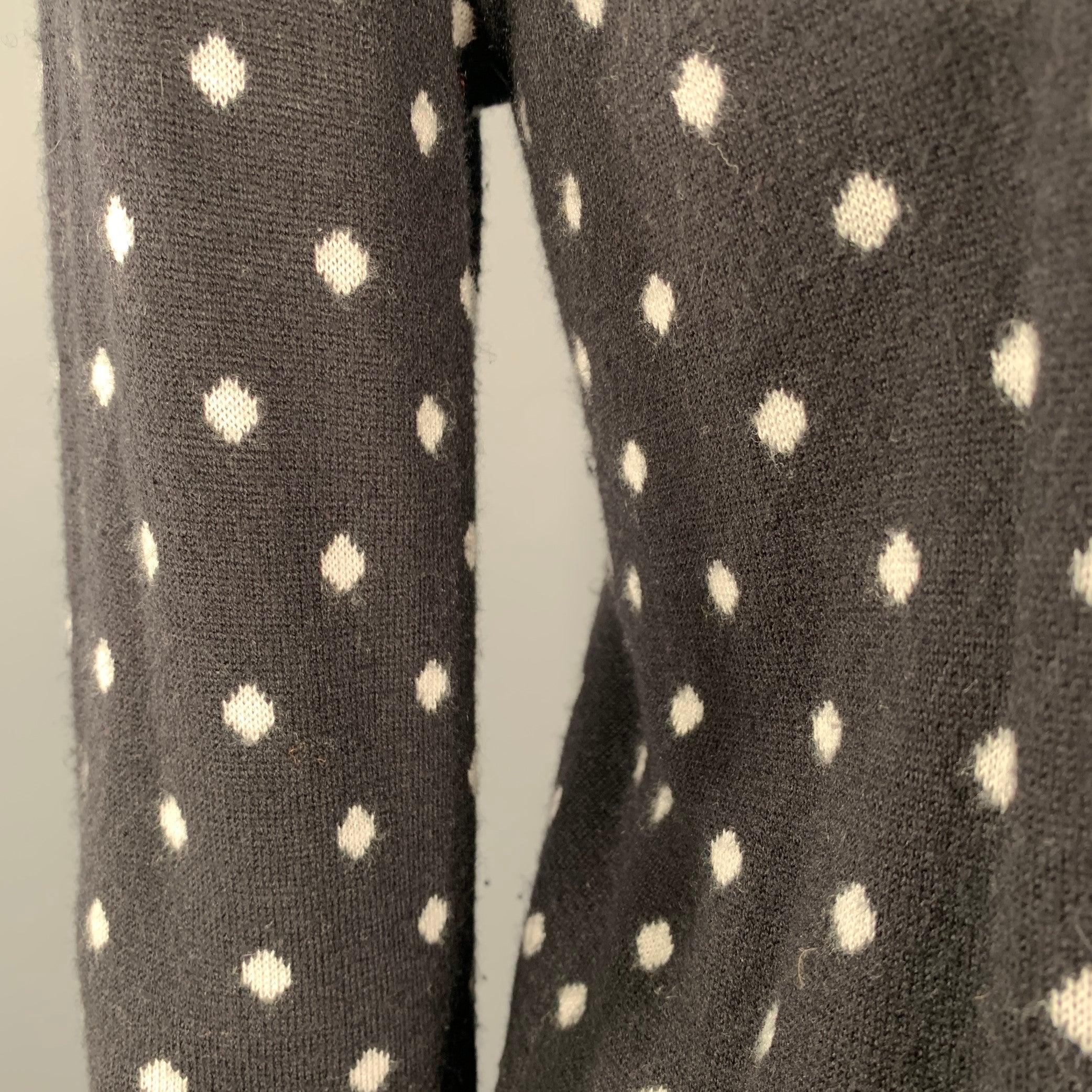 ALICE + OLIVIA Size M Black White Rayon Blend Polka Dot Bow Cardigan For Sale 1
