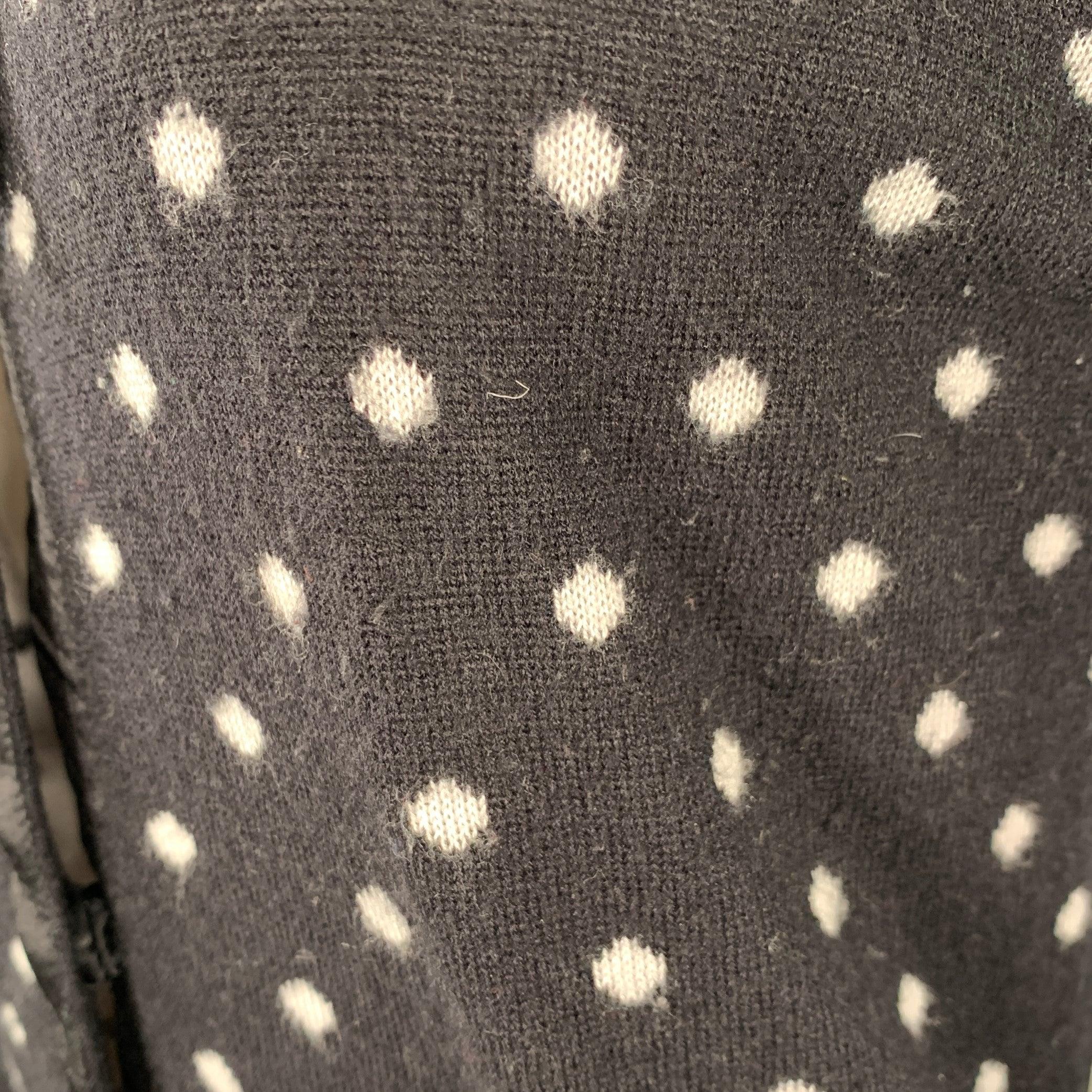 ALICE + OLIVIA Size M Black White Rayon Blend Polka Dot Bow Cardigan For Sale 3