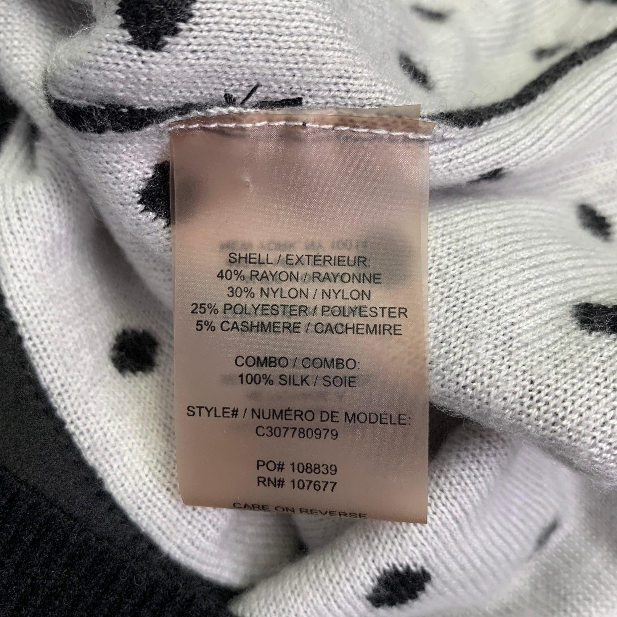 ALICE + OLIVIA Size M Black White Rayon Blend Polka Dot Bow Cardigan For Sale 5