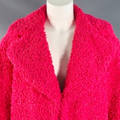 ALICE + OLIVIA Size M Fuchsia Pink Polyester Faux Fur Hook Eye Notch Lapel Jacket