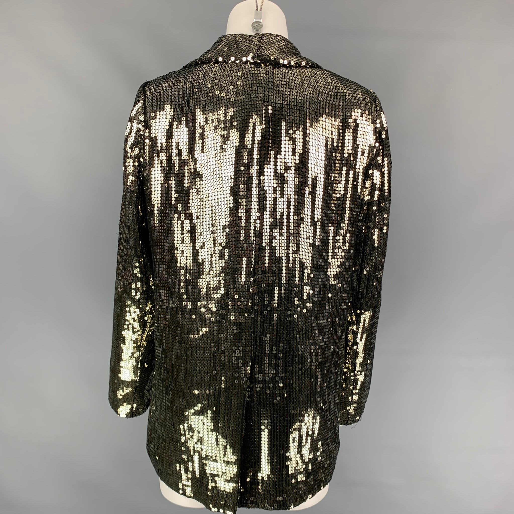 Black ALICE + OLIVIA Size M Gold Viscose Shawl Collar Jacket Blazer