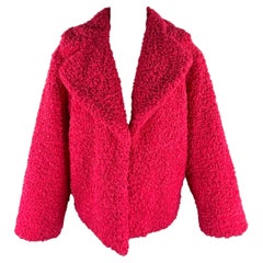 ALICE + OLIVIA Size M Pink Polyester Textured Faux Fur Jacket