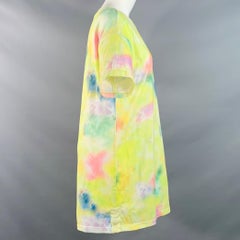 ALICE + OLIVIA Size M Yellow Multi Color Cotton Tie Dye Oversized Crew Neck T-Shirt