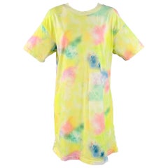 ALICE + OLIVIA Size M Yellow Multi Color Cotton Tie Dye Oversized Crew Neck T-Shirt