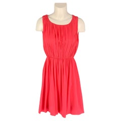 ALICE + OLIVIA Size S Coral Silk Pleated A-Line Dress
