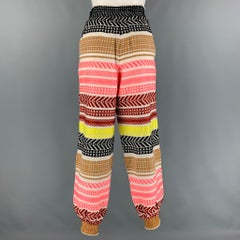 ALICE + OLIVIA - Pantalon décontracté en coton tissé multicolore à taille élastique, taille S