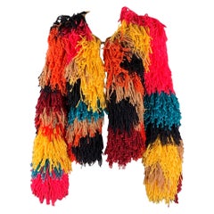 ALICE + OLIVIA Size S Multi-Color Polyester Fringe Jacket