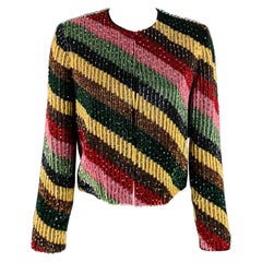 ALICE + OLIVIA Size S Multi Color Silk Stripe Jacket