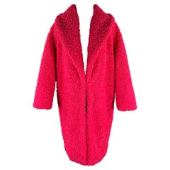 ALICE + OLIVIA Size S Pink Polyester Textured Faux Fur Shawl Lapel Coat
