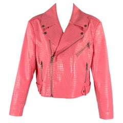 ALICE + OLIVIA Size XL Pink Polypropylene Blend Embossed Biker Jacket