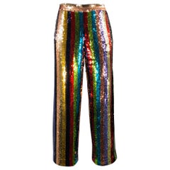 ALICE + OLIVIA Size XS Multi-Color Polyester Stripe Dress Pants