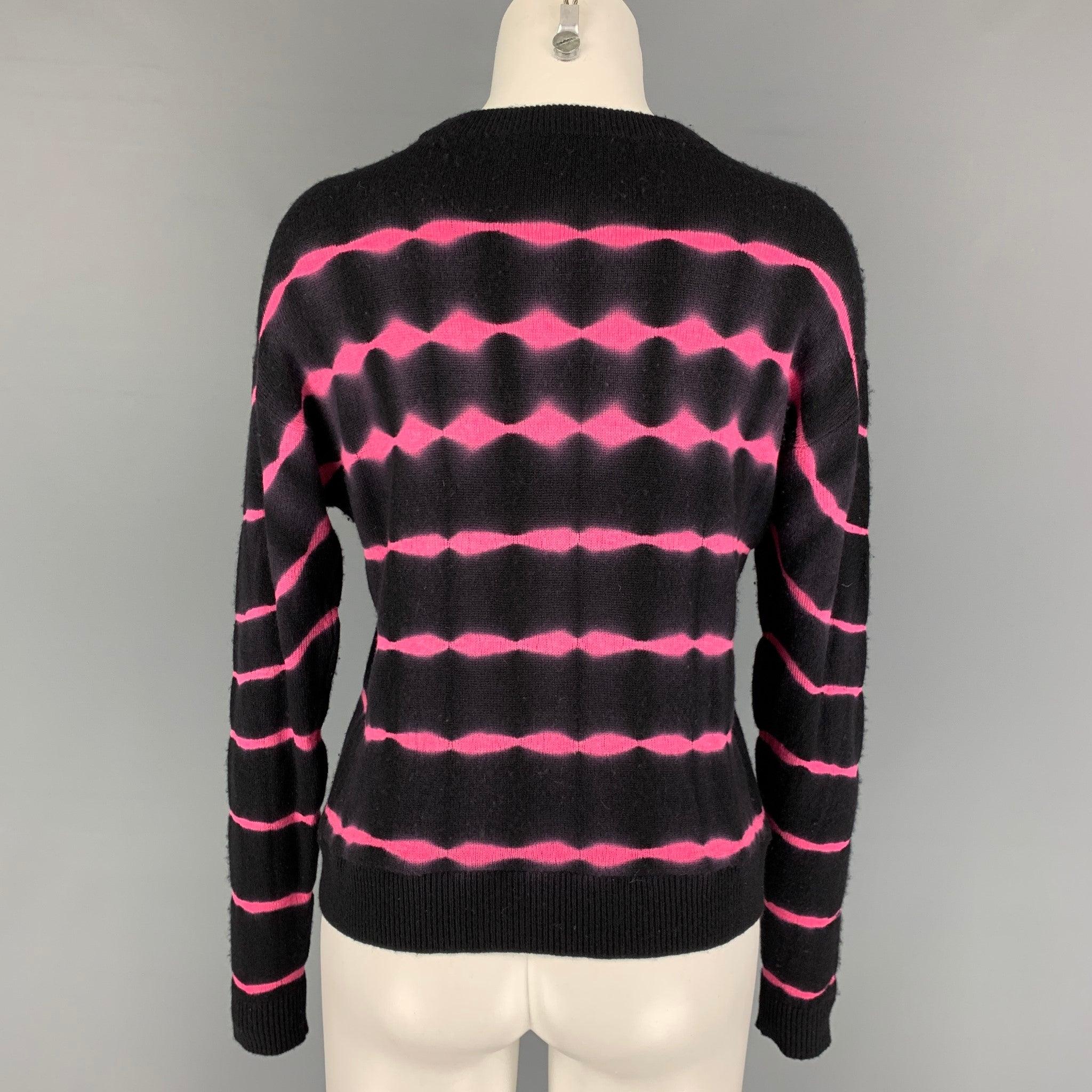 ALICE + OLIVIA Size XS/S Black Pink Cashmere Tie Dye Stretch Blend Pullover In Good Condition For Sale In San Francisco, CA