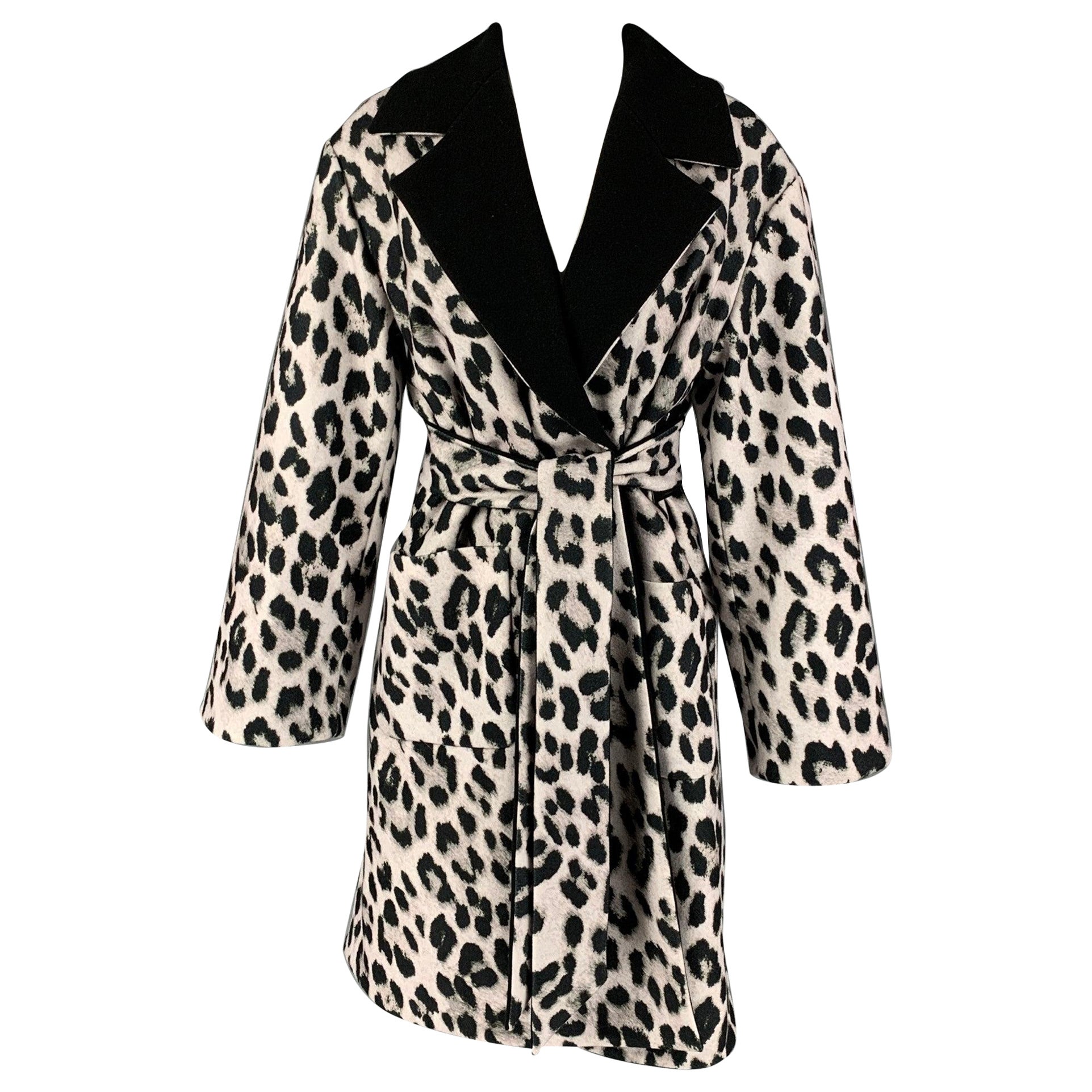 ALICE + OLIVIA Cappotto reversibile in poliestere con stampa animale bianco e nero taglia XS/S
