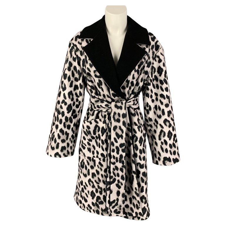 ALICE + OLIVIA Size XS/S Black White Animal Print Polyester Reversible Coat  For Sale at 1stDibs