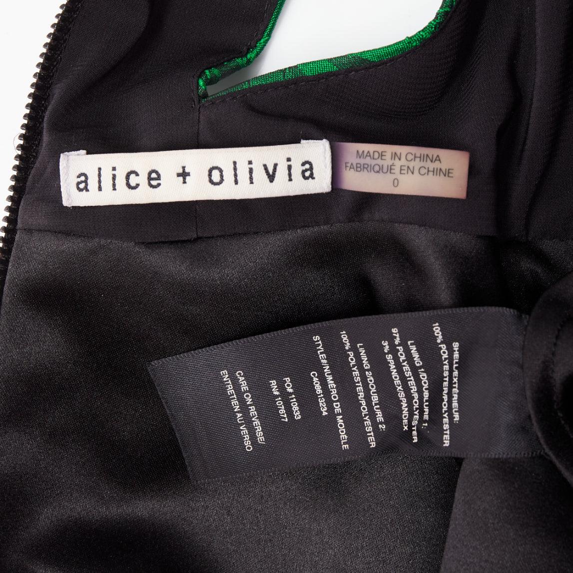 ALICE OLIVIA Tevin green lace jacquard sleeveless flared cocktail dress US0 XS 3