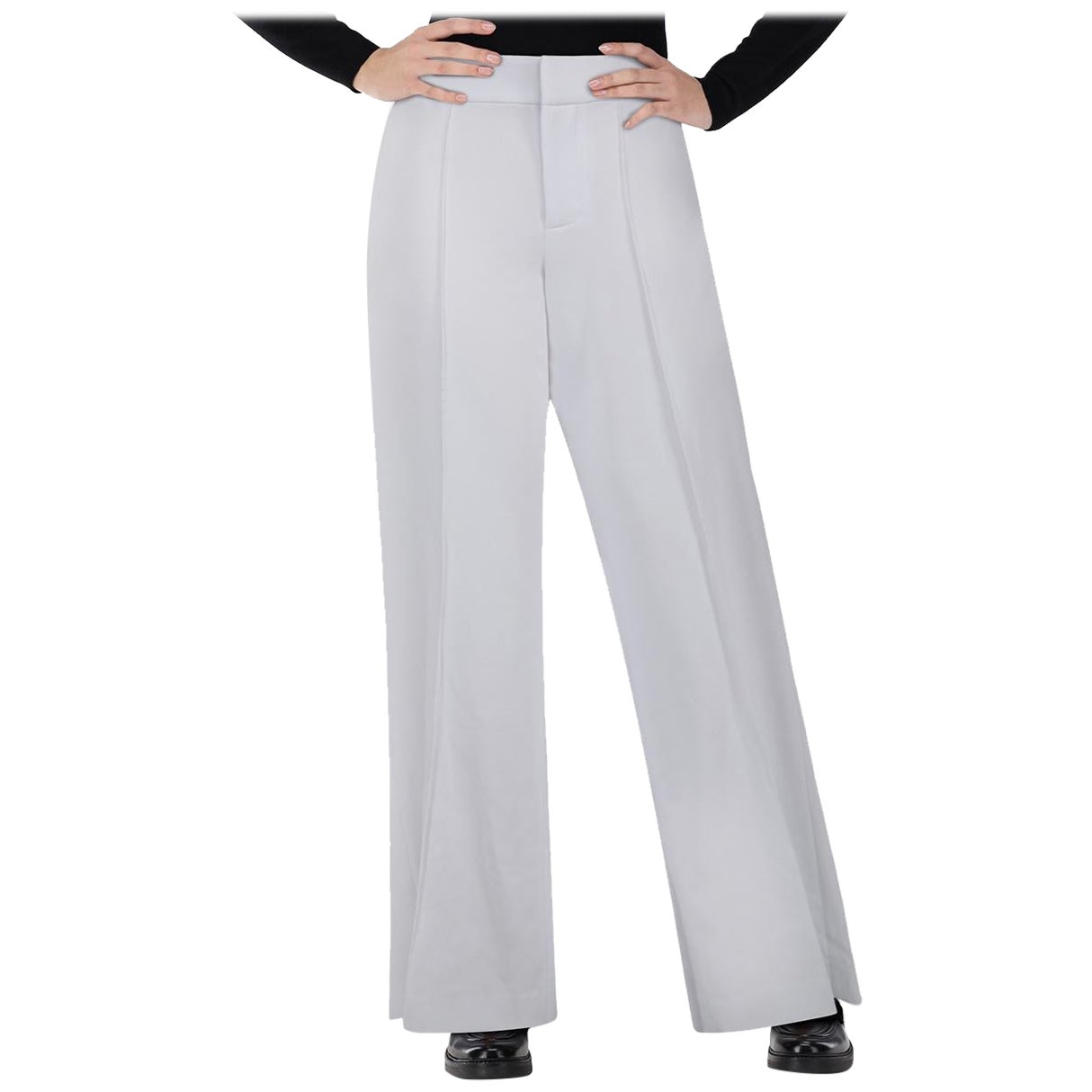 Alice + Olivia White High Rise Wide Leg Trousers Size L For Sale