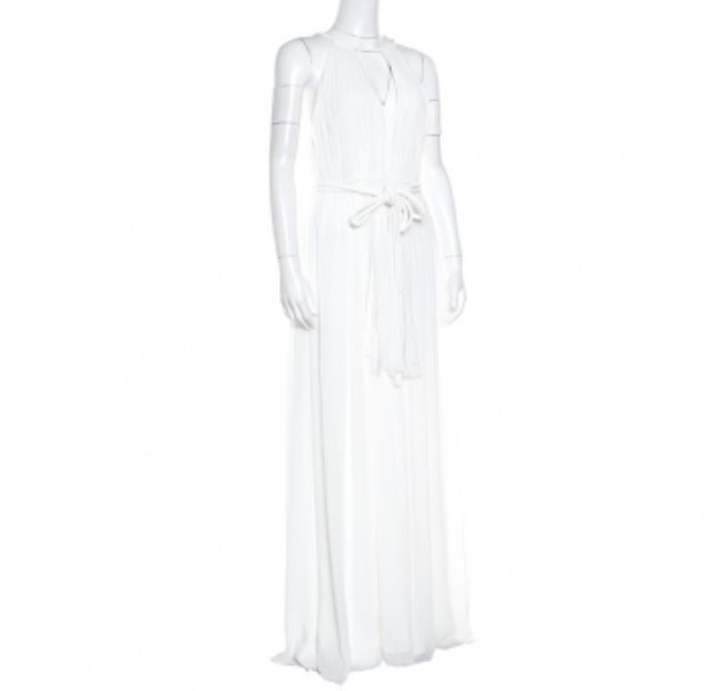Robe de déesse Naomi + Olivia blanche à col plongeant S Excellent état - En vente à Dubai, Al Qouz 2