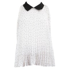 Alice + Olivia White Polka Dot Sleeveless Blouse Size L