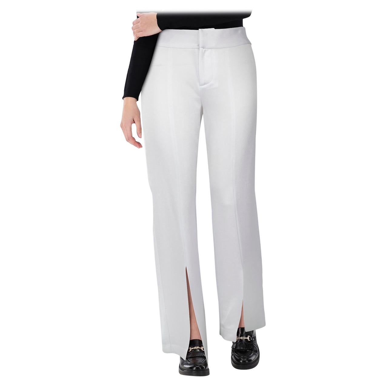 Alice + Olivia Pantalones blancos rectos con dobladillo dividido Talla XXS en venta