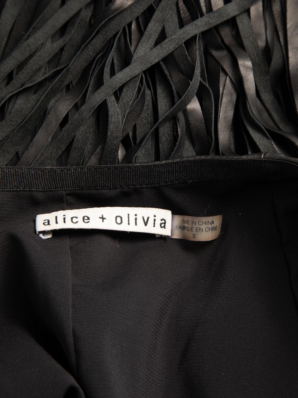 Alice & Olivia Women's Black Leather Tassel Skirt 1