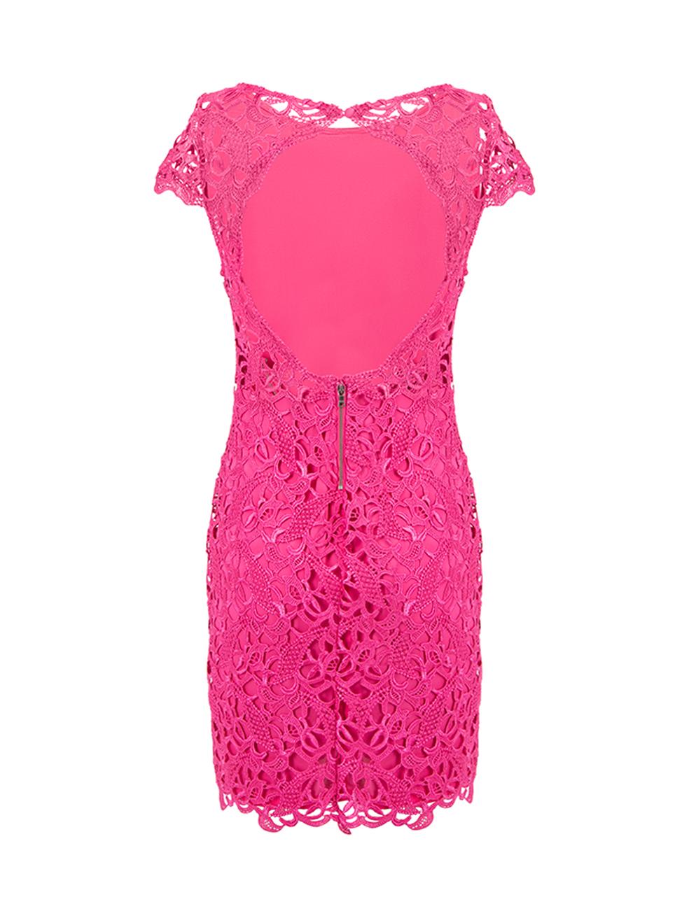 Alice & Olivia Women's Pink Lace Open Back Mini Dress In Good Condition In London, GB