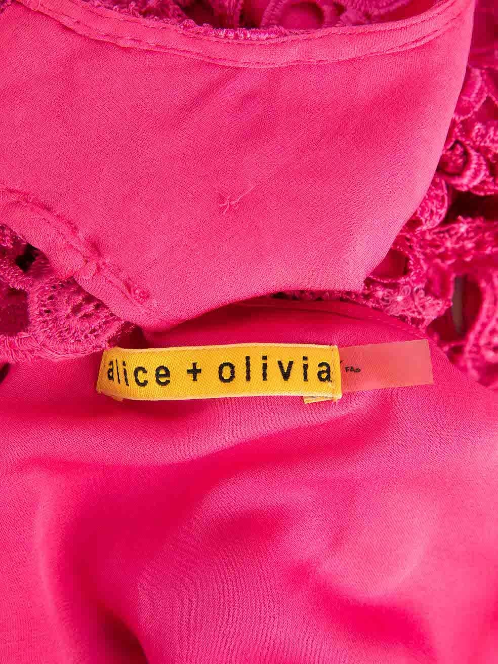 Alice & Olivia Women's Pink Lace Open Back Mini Dress 1