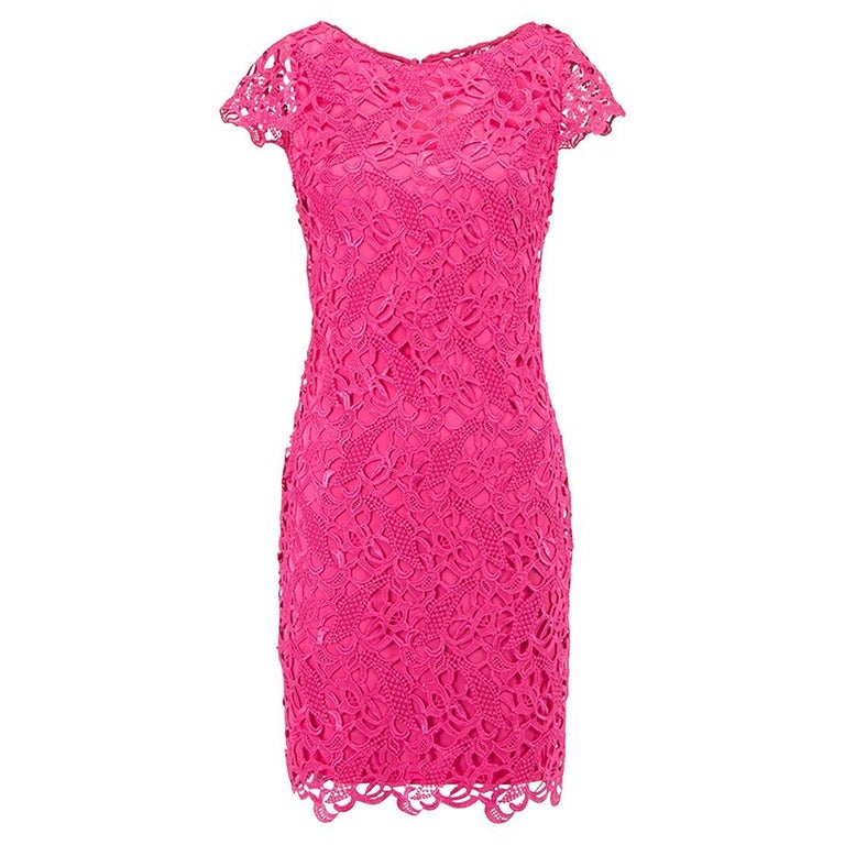 Alice and Olivia Women's Pink Lace Open Back Mini Dress For Sale at 1stDibs