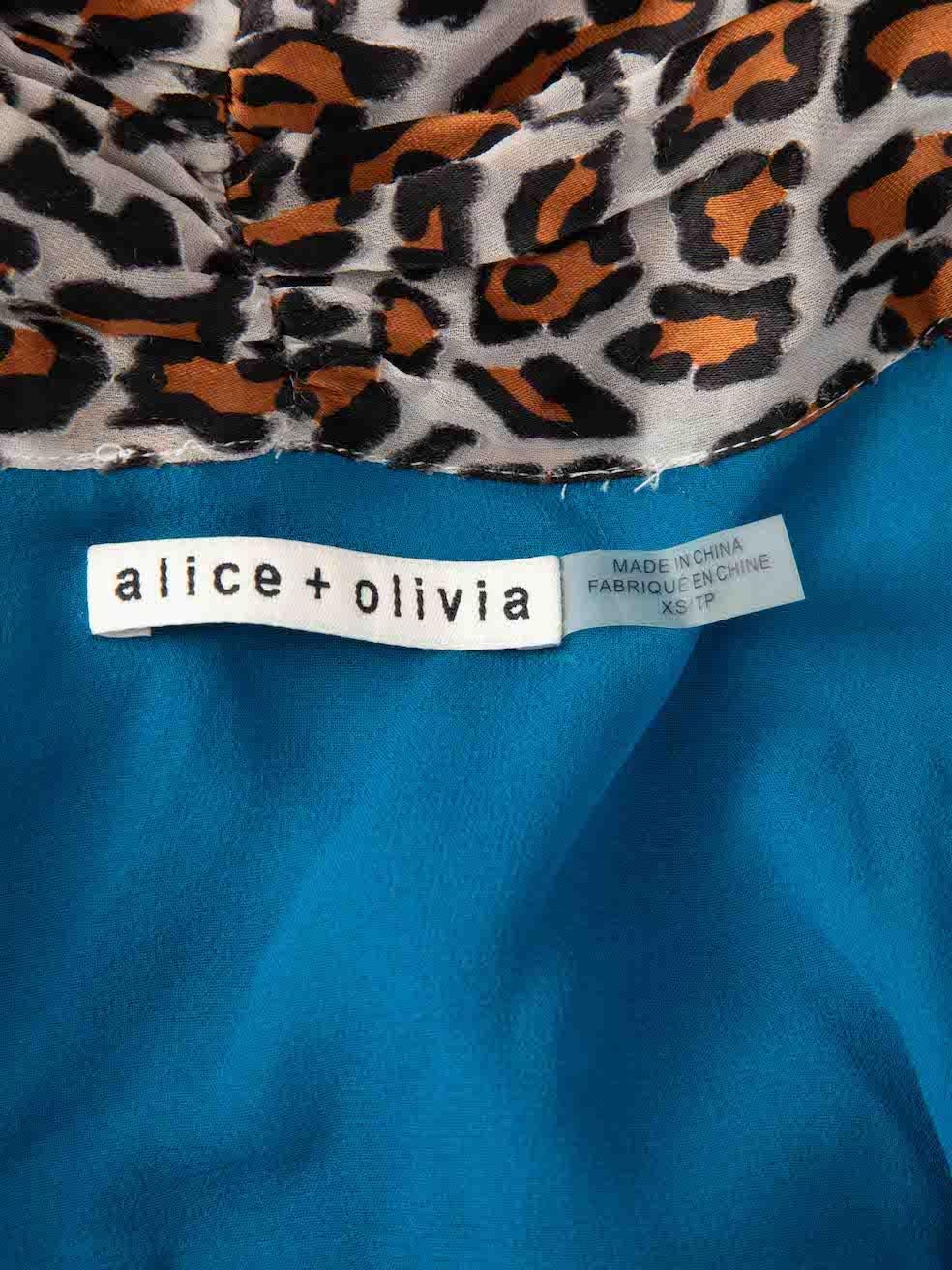 Alice & Olivia Women's Printed Tie Neck Cap Sleeves Blouse 2