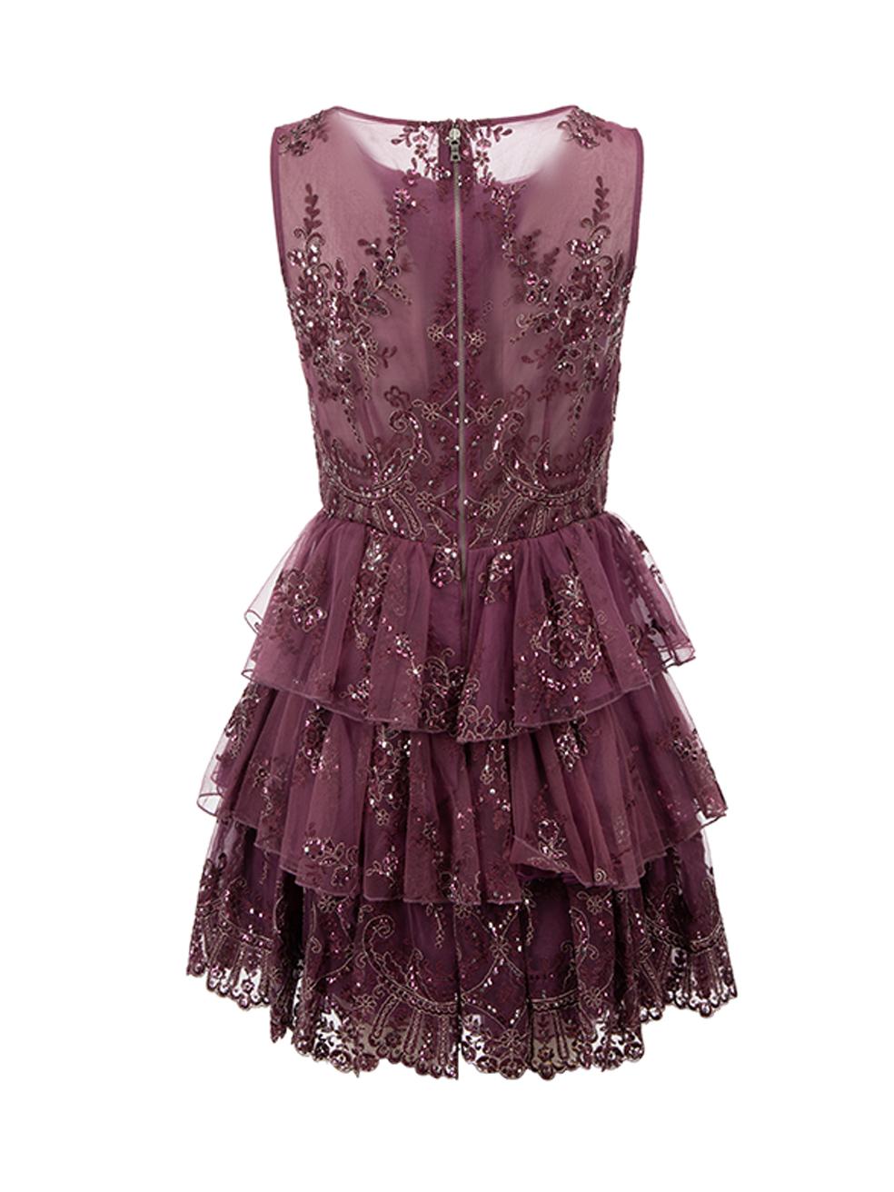 Alice & Olivia Women's Purple Embellished Mini Dress In Good Condition In London, GB