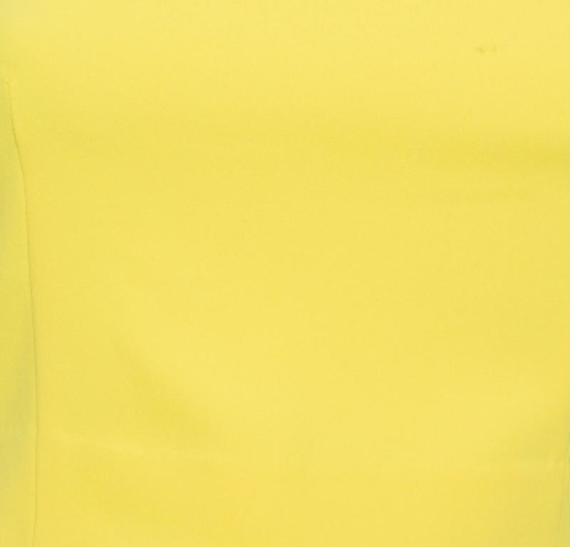 Alice + Olivia Yellow Crepe Lace Trim Detail Sleeveless Poppy Crop Top XS For Sale 1