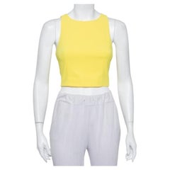 Alice + Olivia Yellow Crepe Lace Trim Detail Sleeveless Poppy Crop Top XS