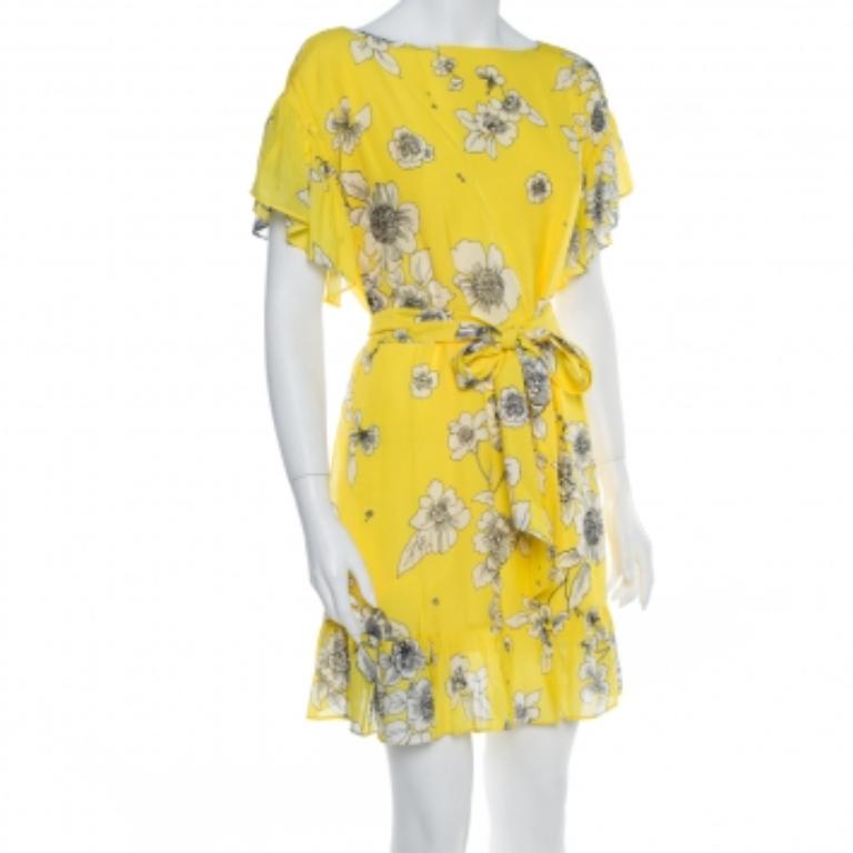 Sun-soaked occasions call for designs like the Ellamae dress from Alice + Olivia. This lightweight, drop shoulder style is printed with blooms throughout that stand out against its vibrant yellow hue. It can be cinched by the self-tie belt at the