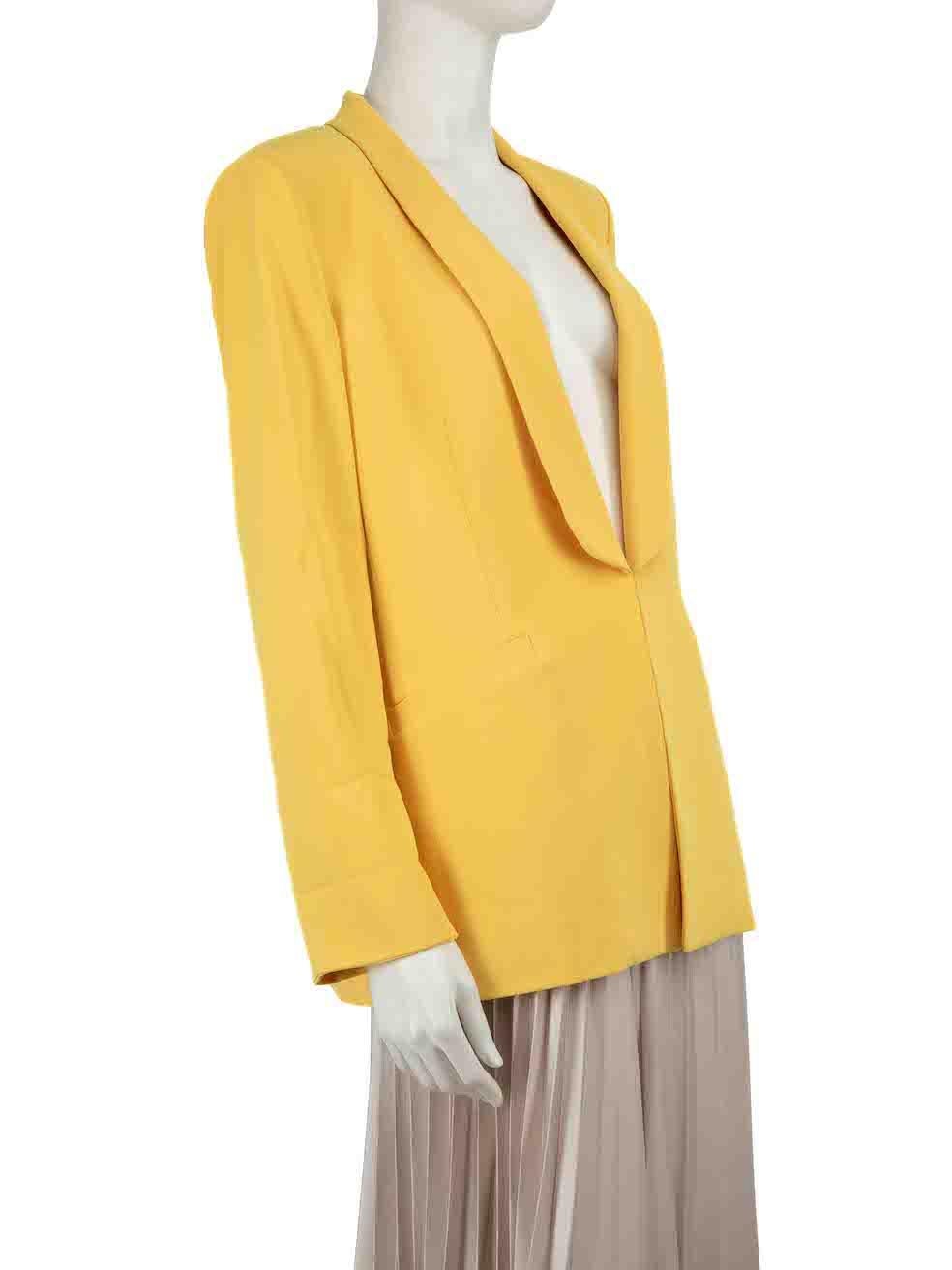 CONDITION is Never worn, with tags. No visible wear to blazer is evident on this new Alice + Olivia designer resale item.
 
 
 
 Details
 
 
 Yellow
 
 Polyester
 
 Blazer
 
 Single breasted
 
 Hook fastening
 
 Long sleeves
 
 2x Front pockets
 
 
