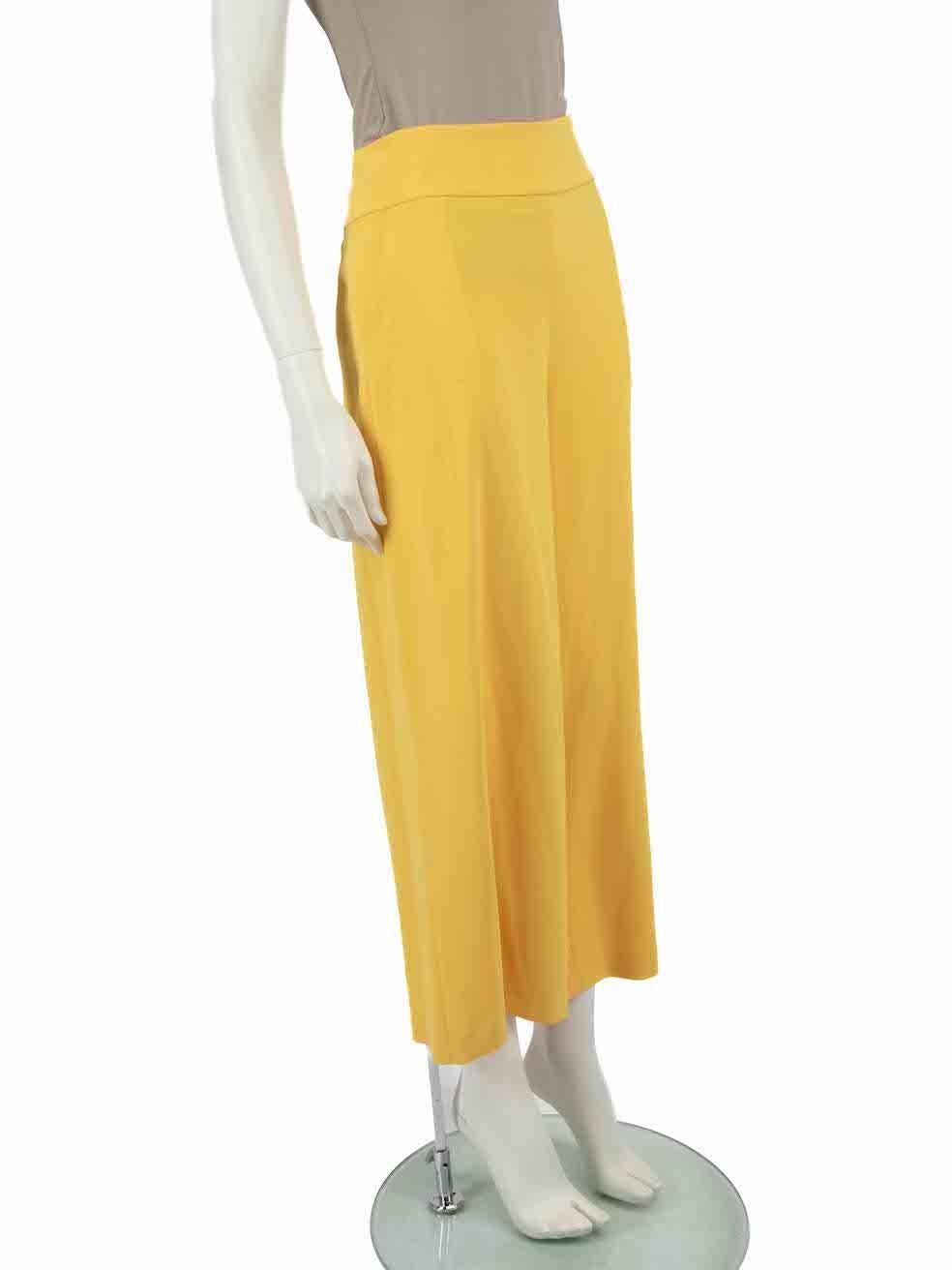 CONDITION is Never worn, with tags. No visible wear to trousers is evident on this new Alice + Olivia designer resale item.
 
 
 
 Details
 
 
 Yellow
 
 Polyester
 
 Trousers
 
 Wide leg
 
 High rise
 
 Back zip fastening
 
 2x Side pockets
 
 
 
