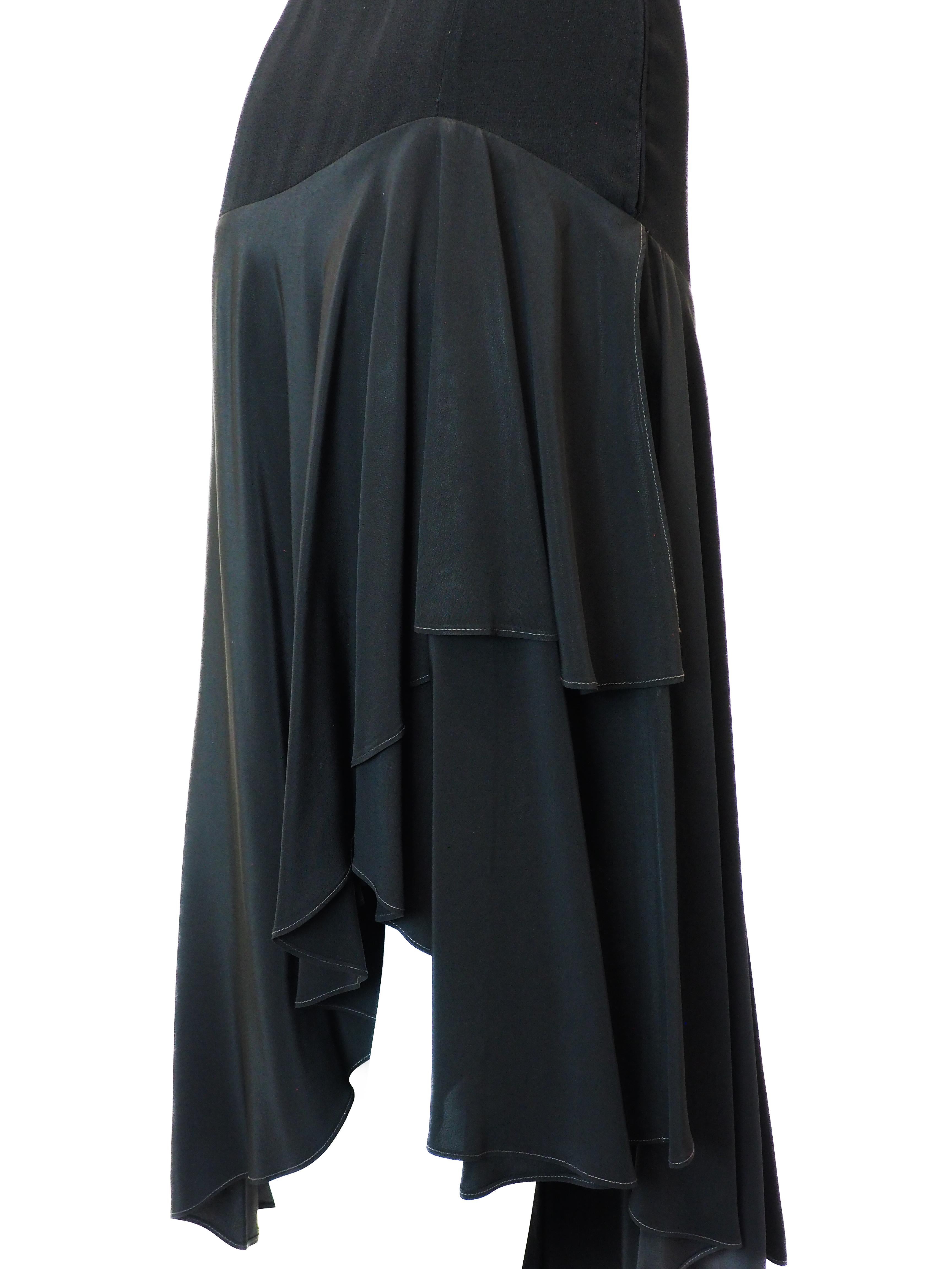 Alice Pollock Quorom 1970, set di gonne ricamate in seta nera con uva e vite in vendita 1