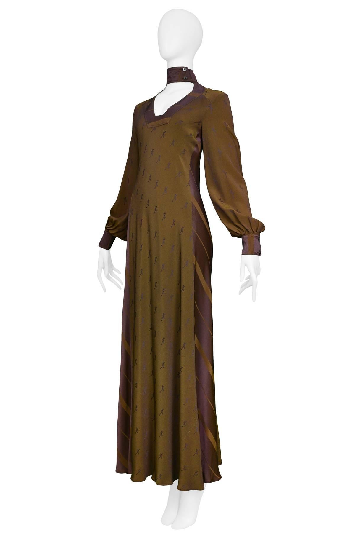 Brown Alice Pollock  Two Tone Cameo Gown 1978