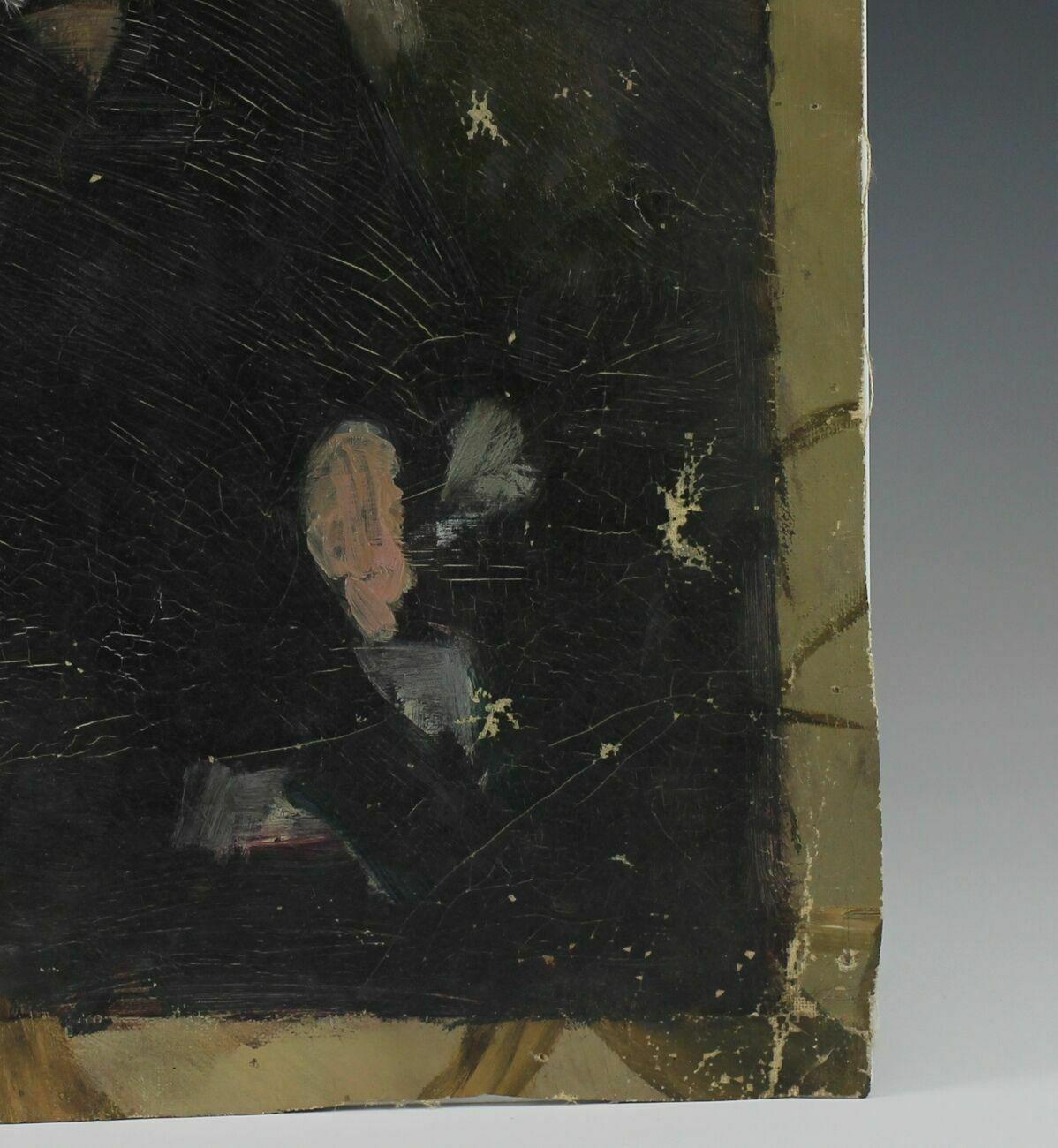Alice Righter Edmiston, Öl auf Leinwand, Porträt eines sitzenden Mannes (amerikanisch) im Angebot