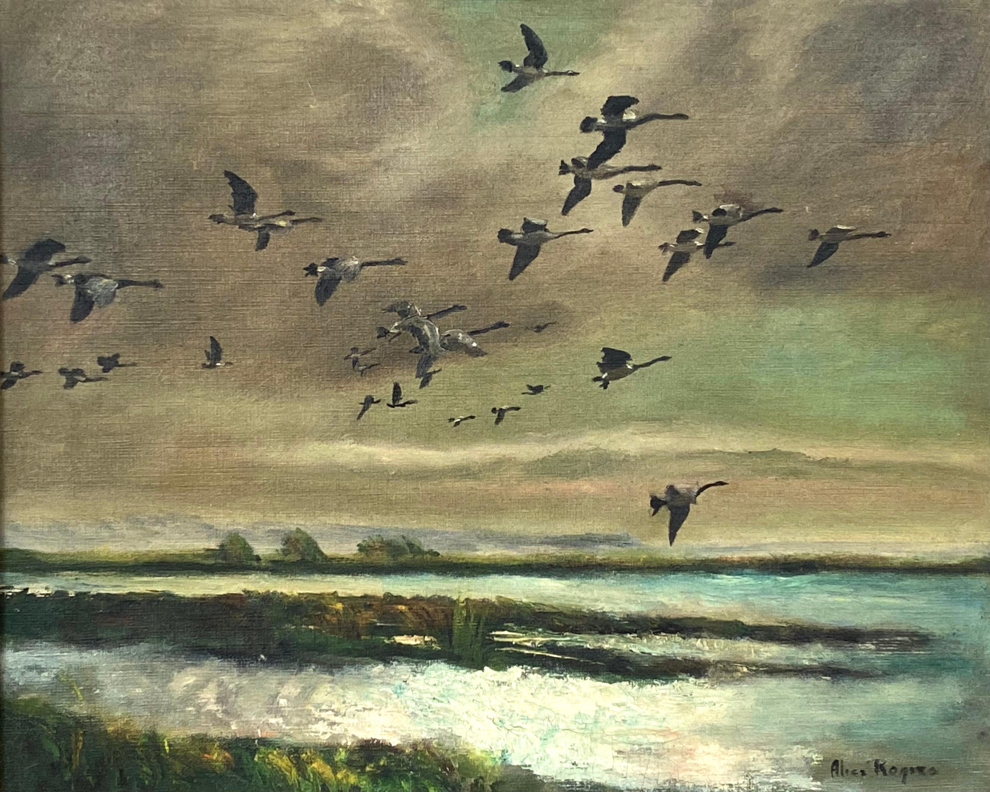 Alice Rogers (Young) Landscape Painting - “Flying South”