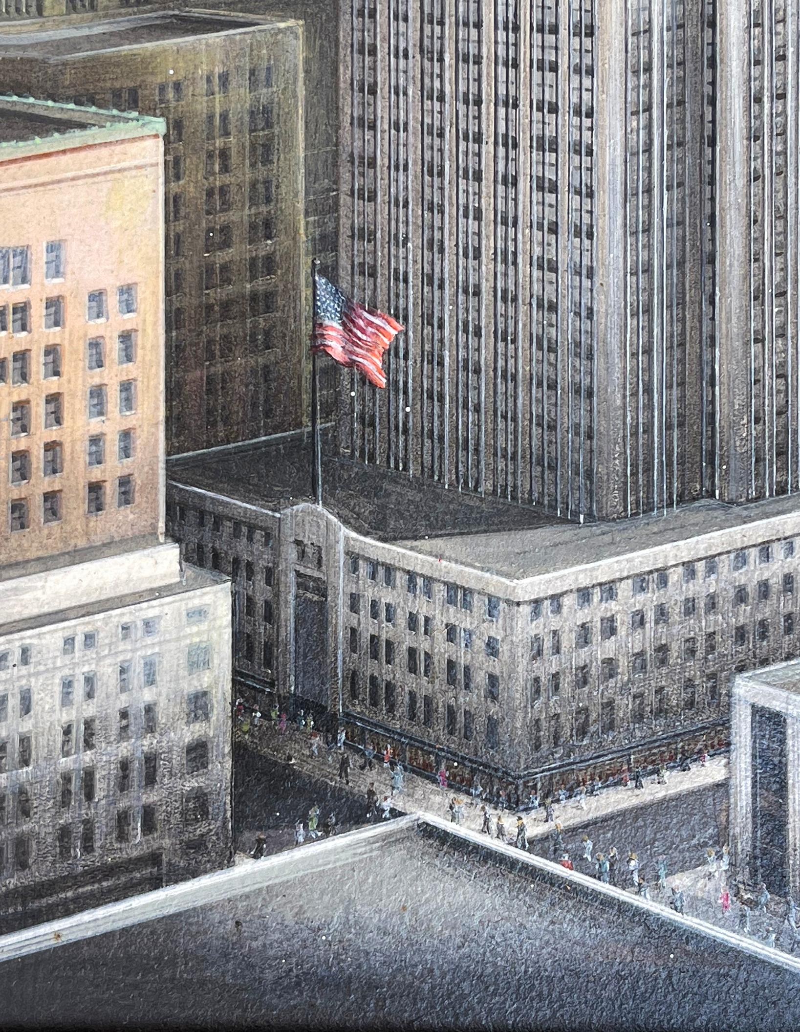 Während die meisten nicht einmal alle 102 Stockwerke des Empire State Buildings zählen können, malt die Künstlerin Alice Smith jedes einzelne Stockwerk detailgetreu und proportional.   Das Gemälde wurde höchstwahrscheinlich im Auftrag angefertigt. 