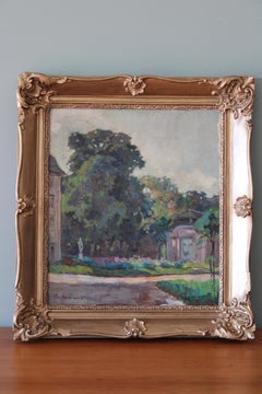 Antique Landscape Oil Painting by Alice Sommer, post impressionist landscape