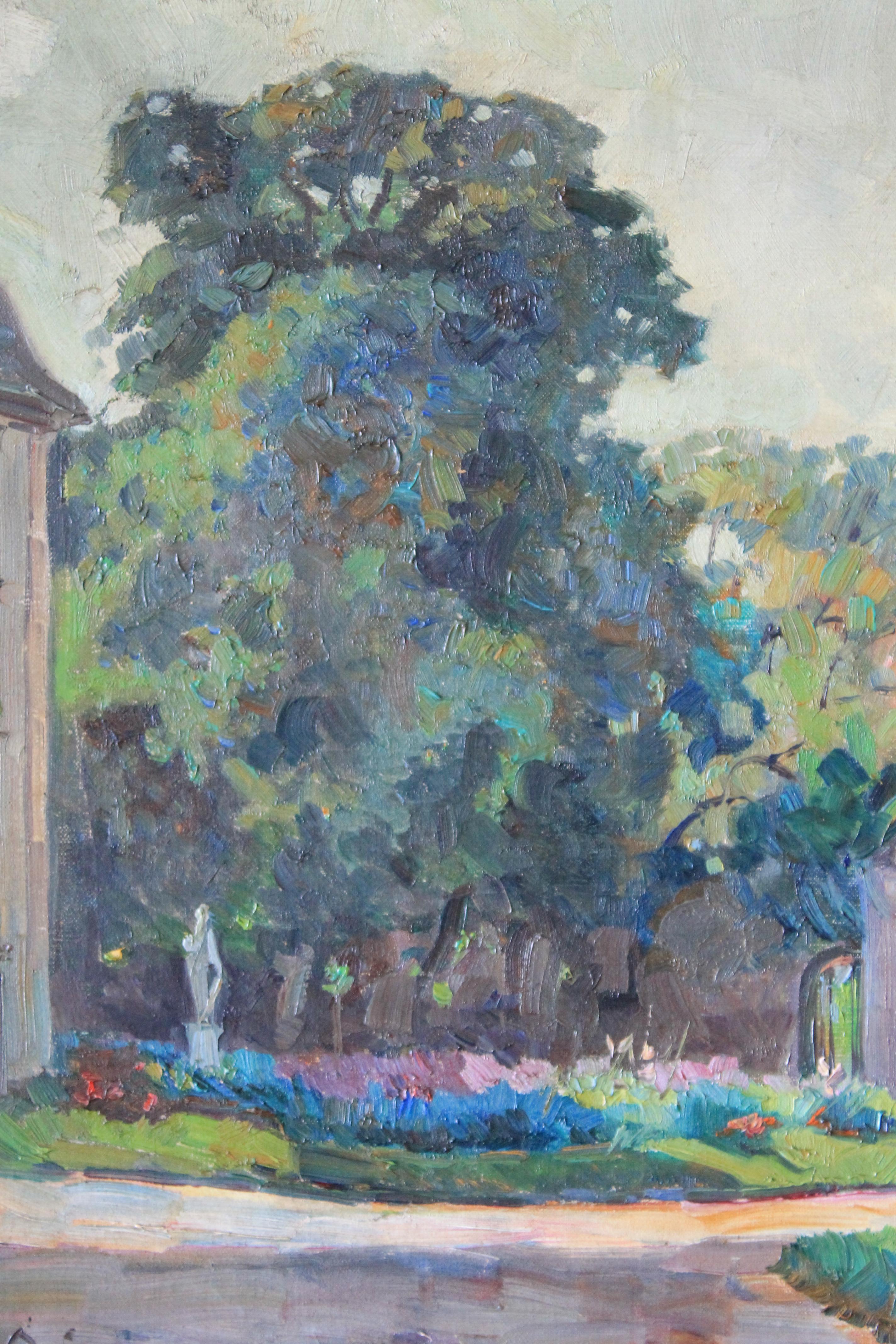 Pintura al Óleo Paisaje Antiguo de Alice Sommer, Pintura al Óleo Art Decó 4
