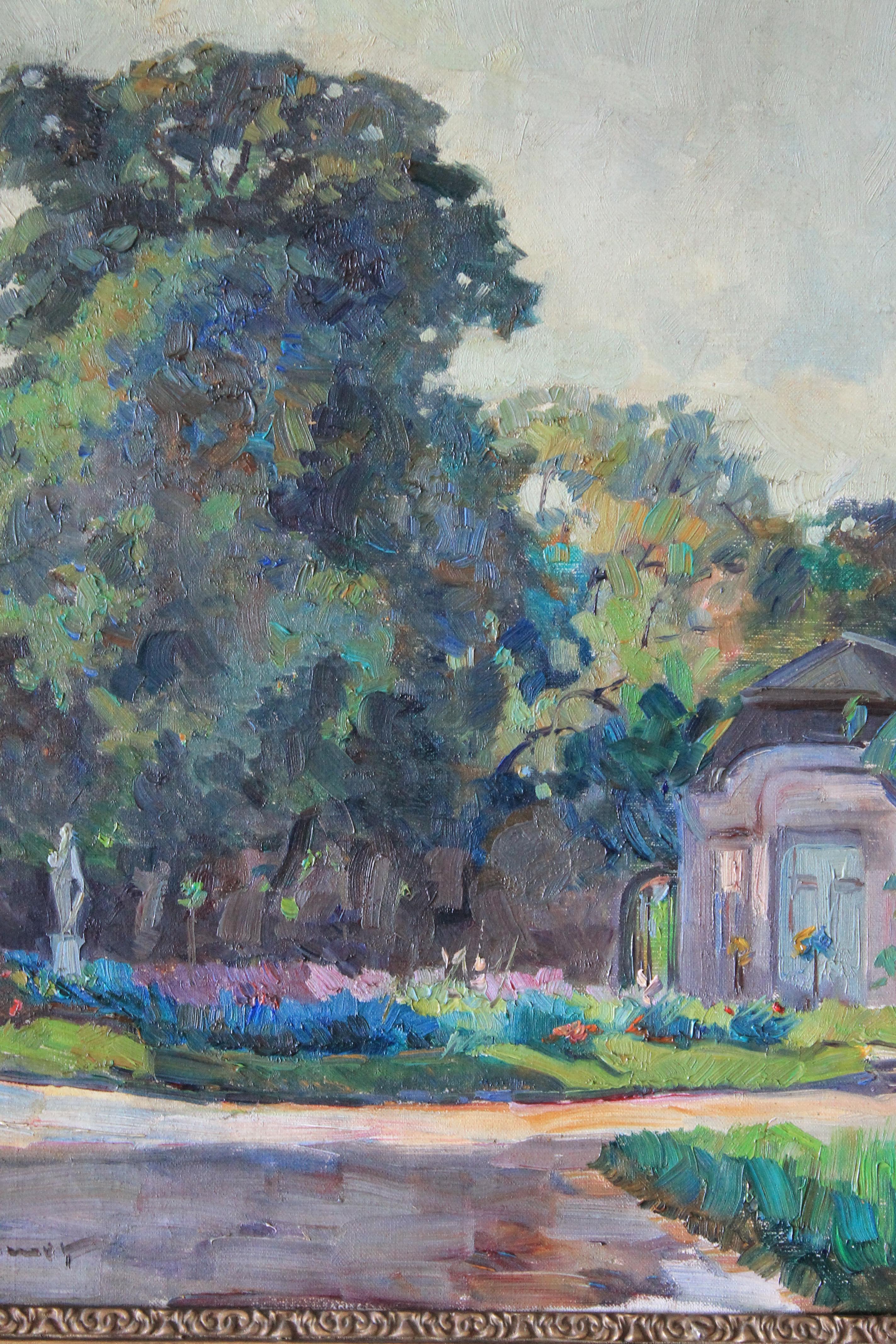 Pintura al Óleo Paisaje Antiguo de Alice Sommer, Pintura al Óleo Art Decó 5