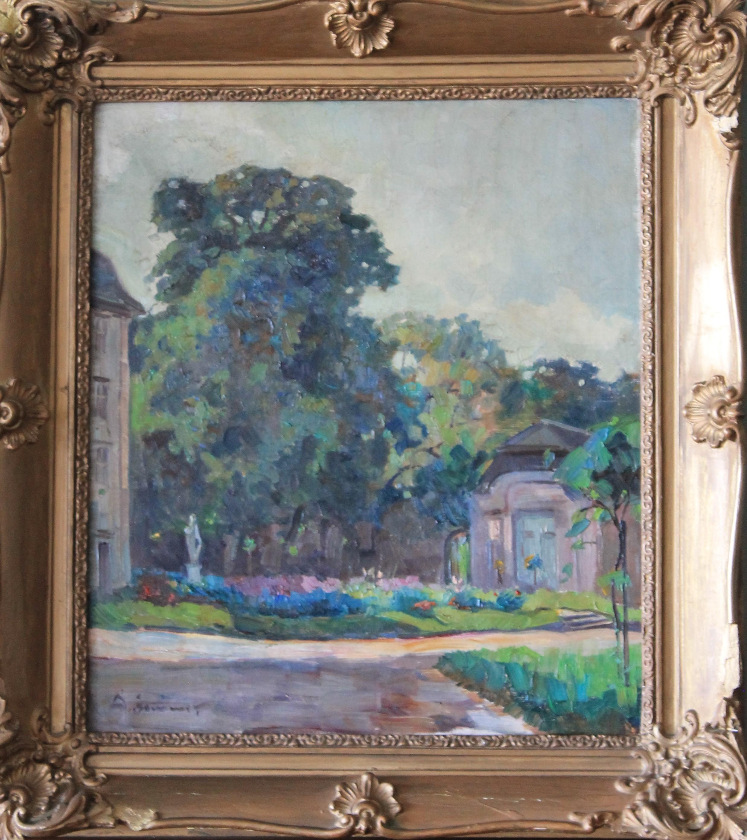 Landscape Painting de alice sommer - Pintura al Óleo Paisaje Antiguo de Alice Sommer, Pintura al Óleo Art Decó