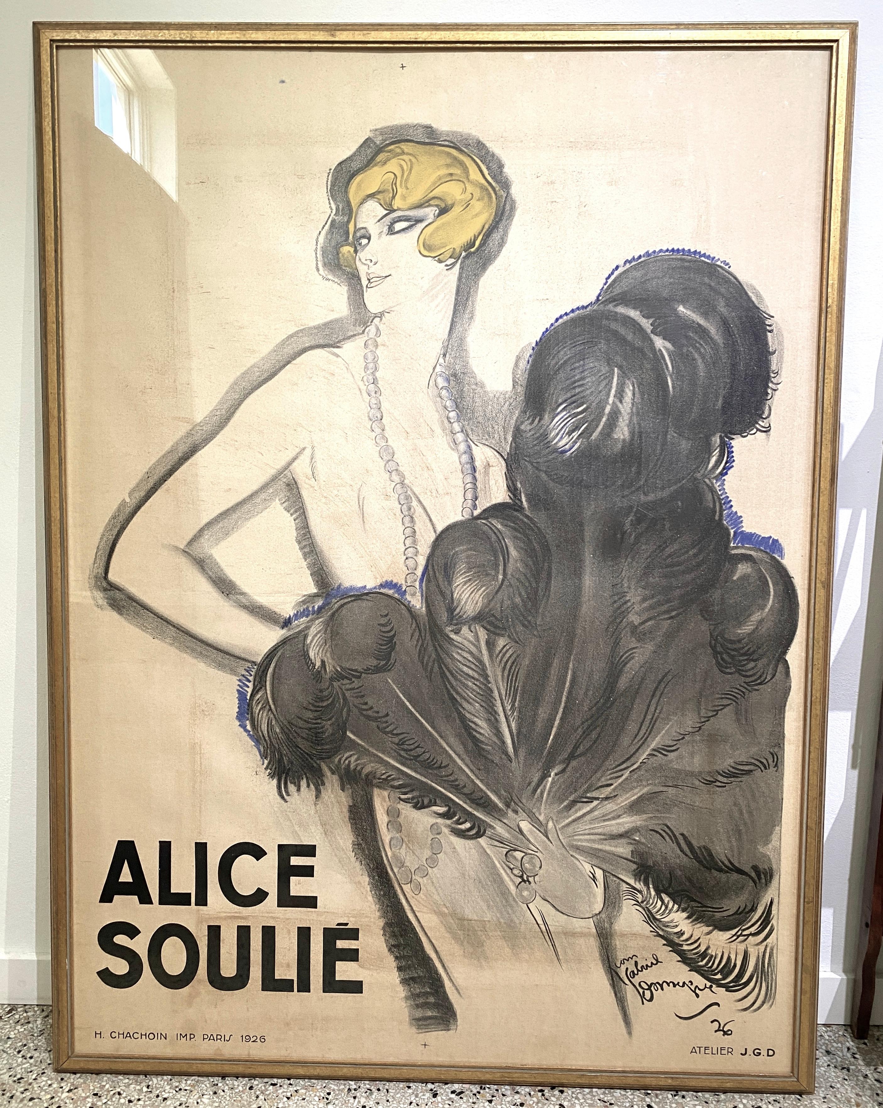 Lithograph Poster of Alice Soulie by Jean-Gabriel Domergue  4