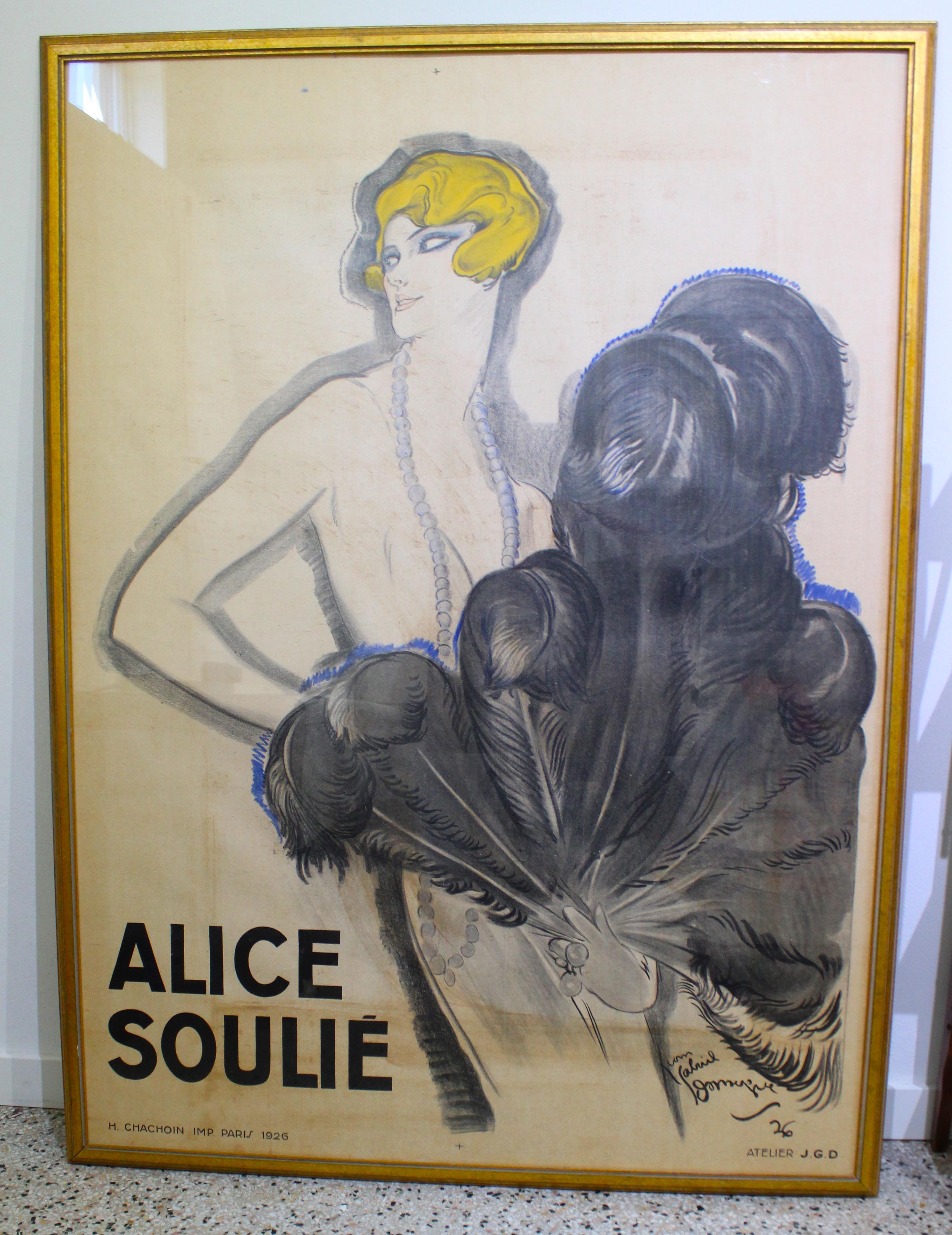 Art Deco Lithograph Poster of Alice Soulie by Jean-Gabriel Domergue