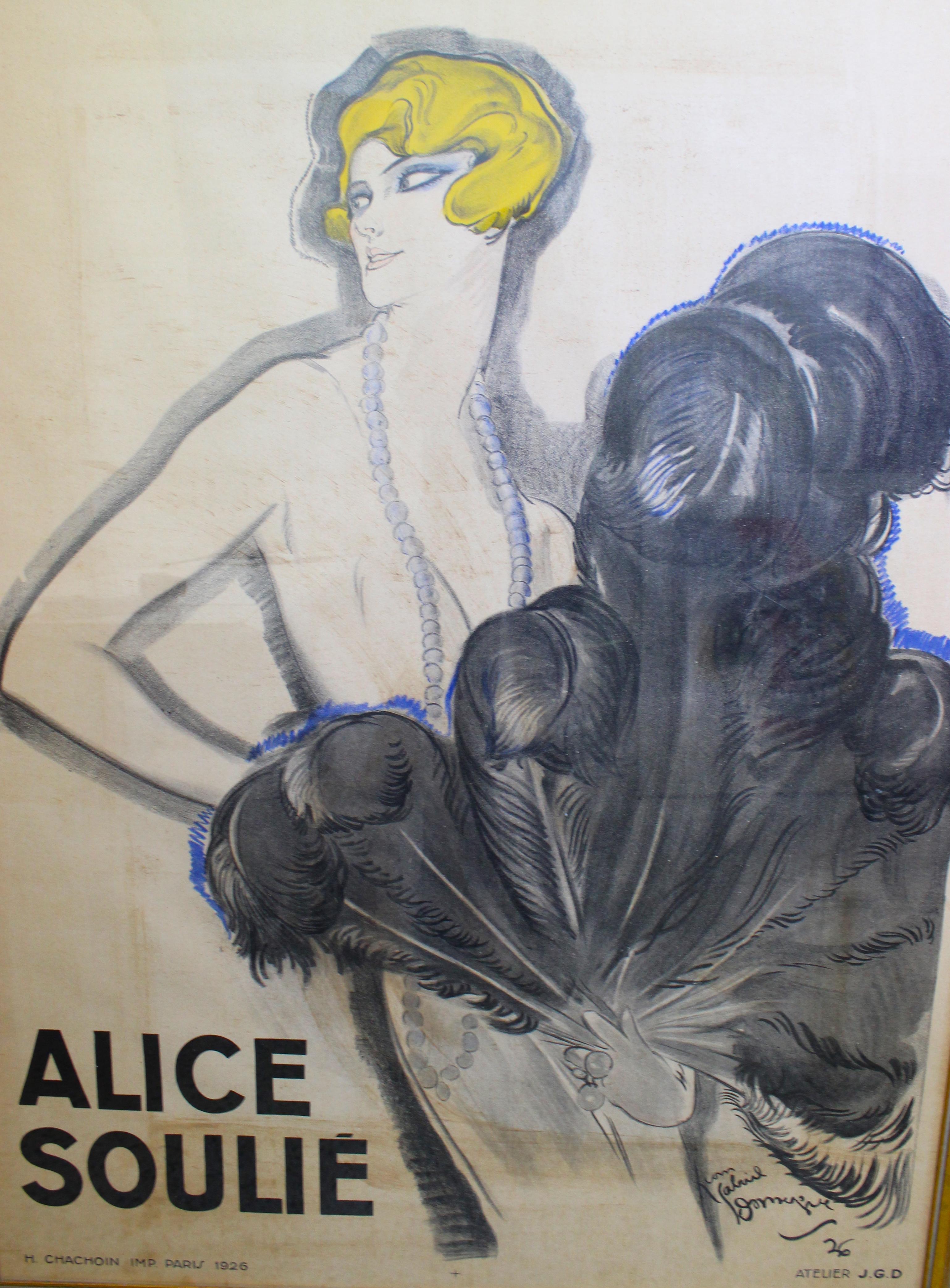 Lithograph Poster of Alice Soulie by Jean-Gabriel Domergue  1