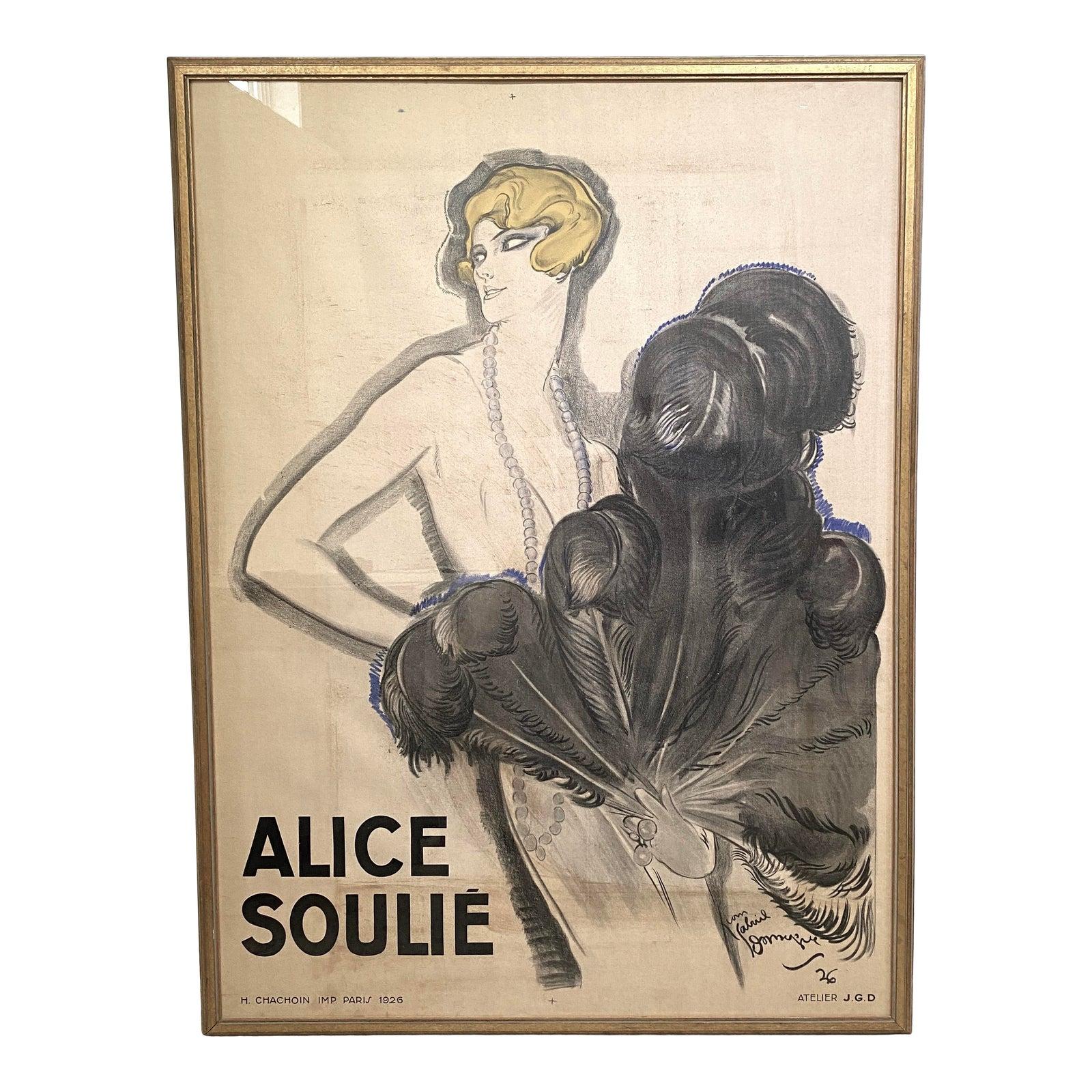 Lithograph Poster of Alice Soulie by Jean-Gabriel Domergue 