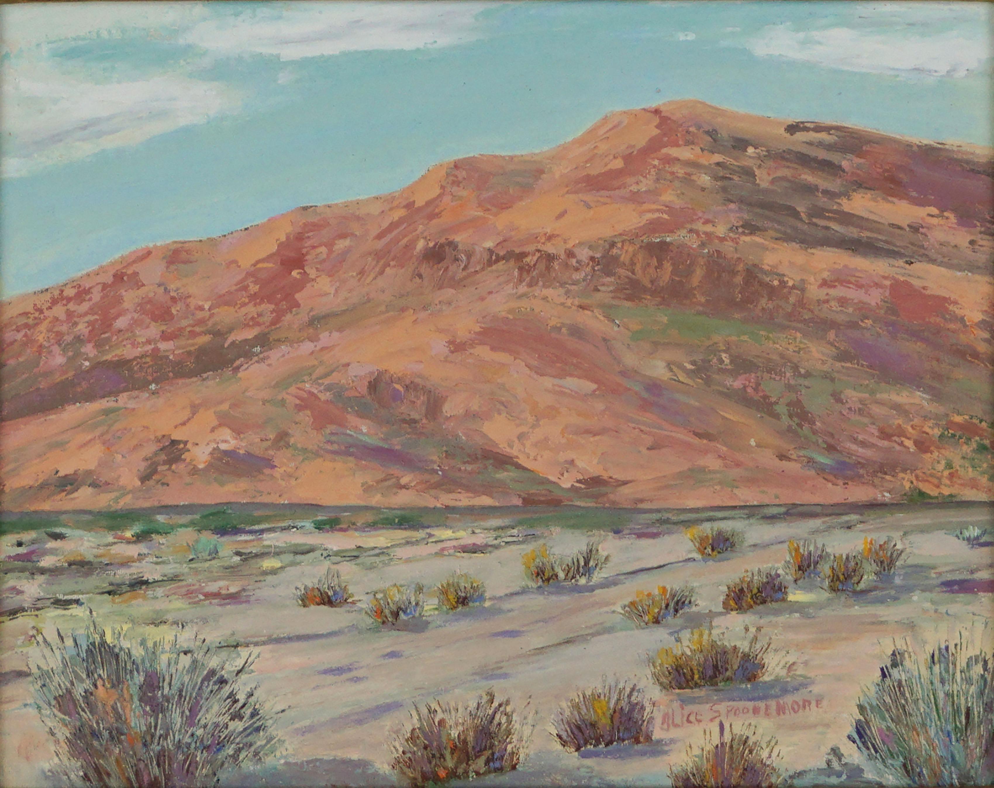 Pittura ad olio di Palm Springs di metà secolo - Painting di Alice Spoonemore